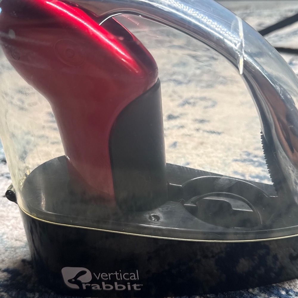 Rabbit Vertical Lever Corkscrew Wine Opener Red Chrome with Foil Cutter and Base - Picture 8 of 10
